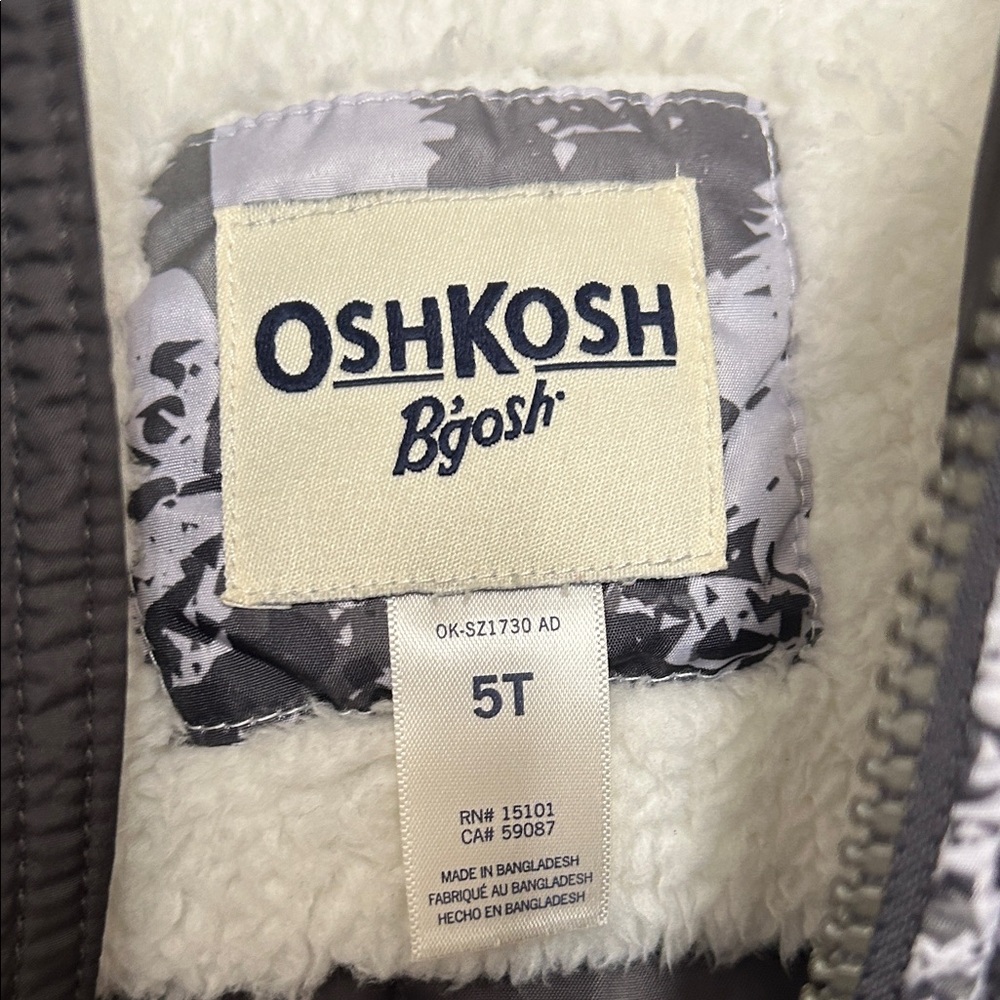 OshKosh B'gosh Black and Gray Puffer Coat with Insulated Snow Bibs - Picture 3 of 6